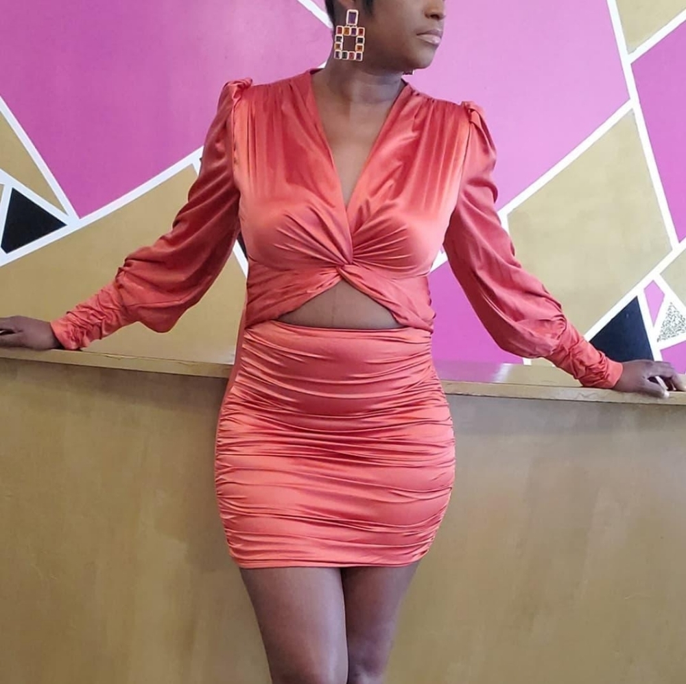 Burnt orange dinner dress